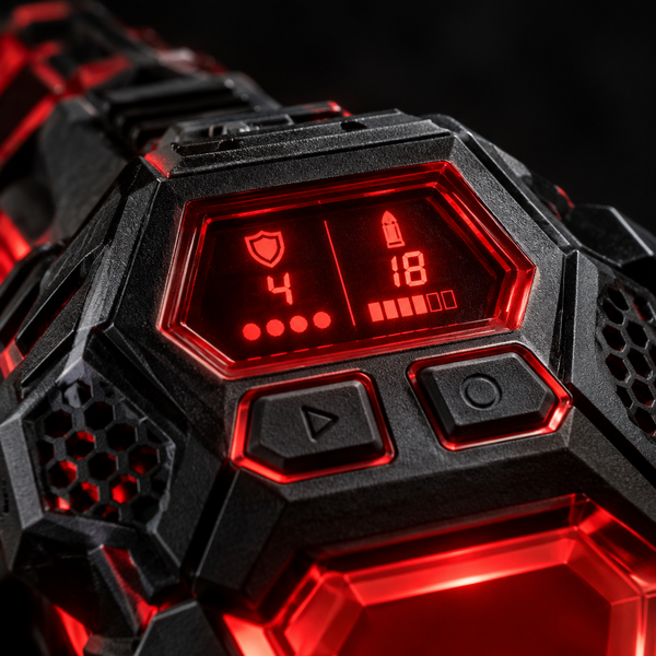 Close-up of the digital life display on a Zap Force chest target
