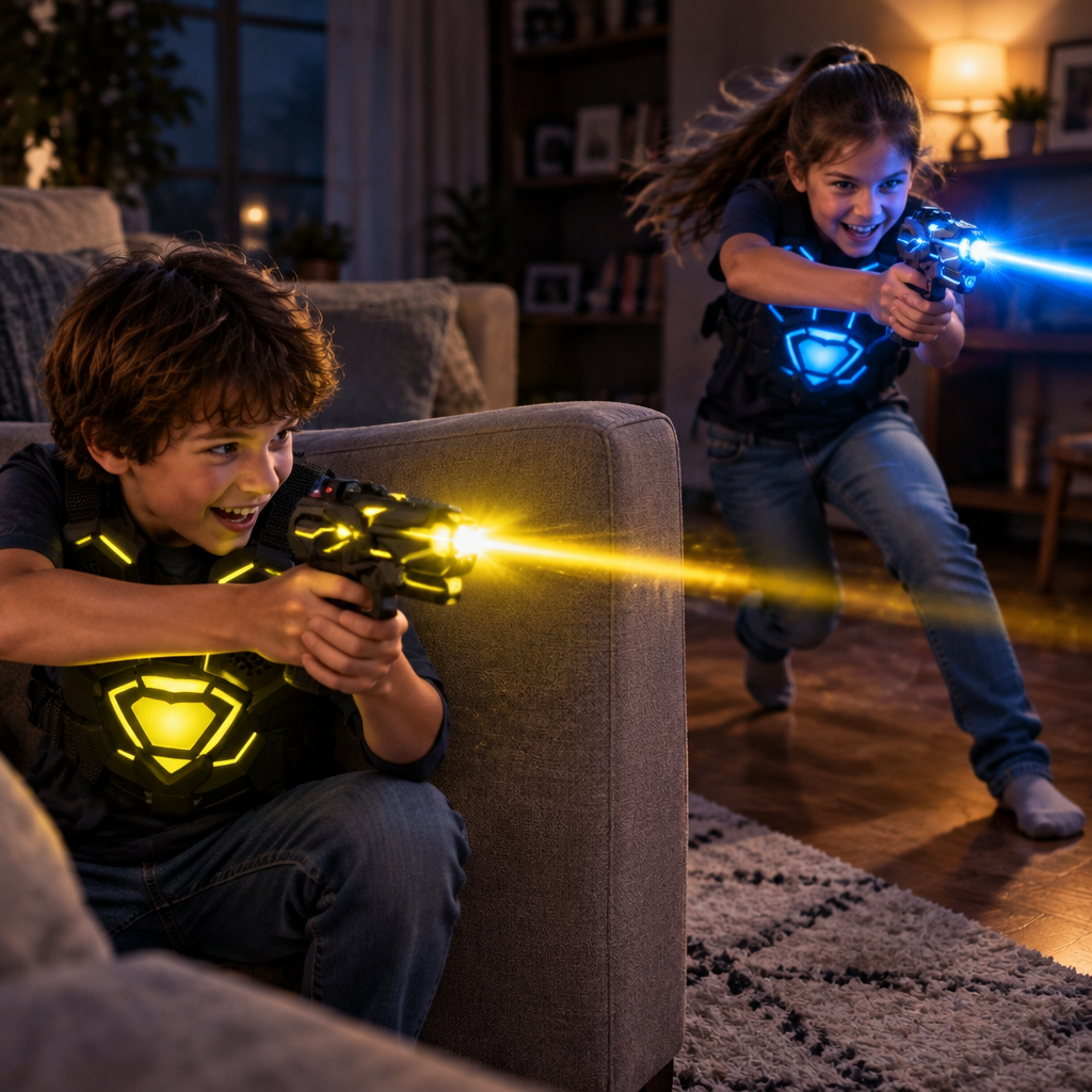 Kids playing Zap Force laser tag indoors